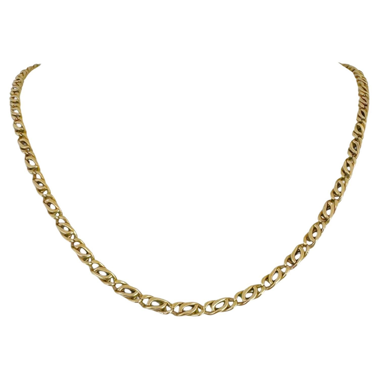14 Karat Yellow Gold Solid Fancy Curb Link Chain Necklace 