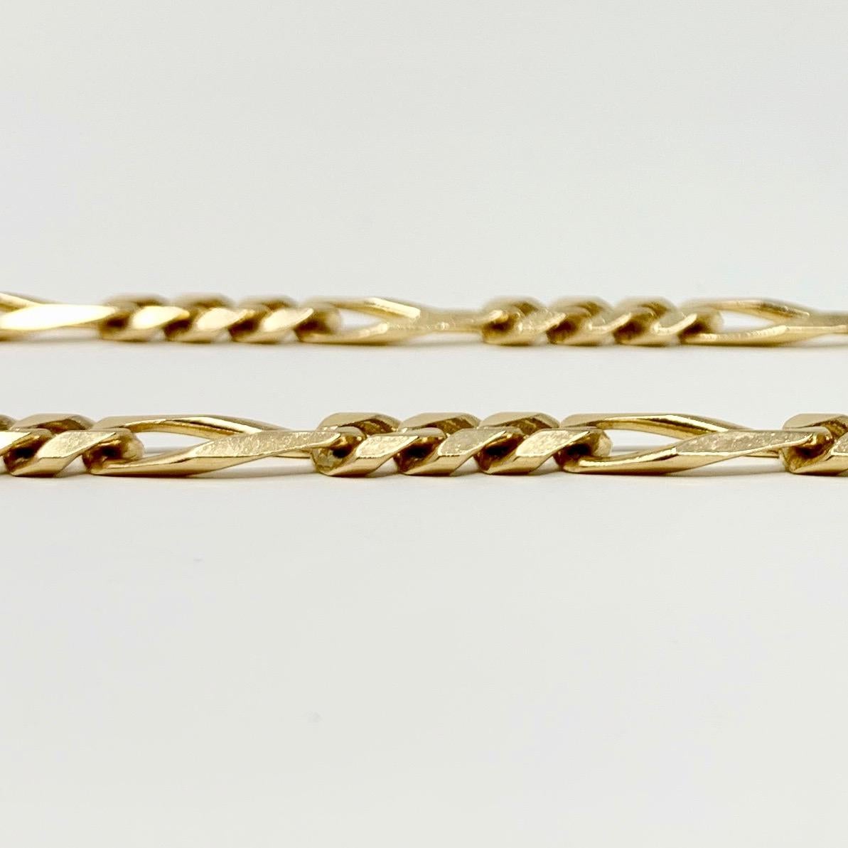 14 Karat Yellow Gold Solid Figaro Link Chain Necklace 1