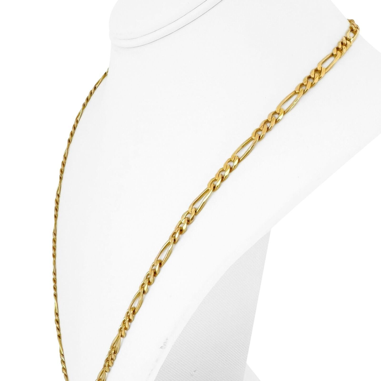 14k Yellow Gold 21.3g Solid 4mm Figaro Link Chain Necklace Italy 24
