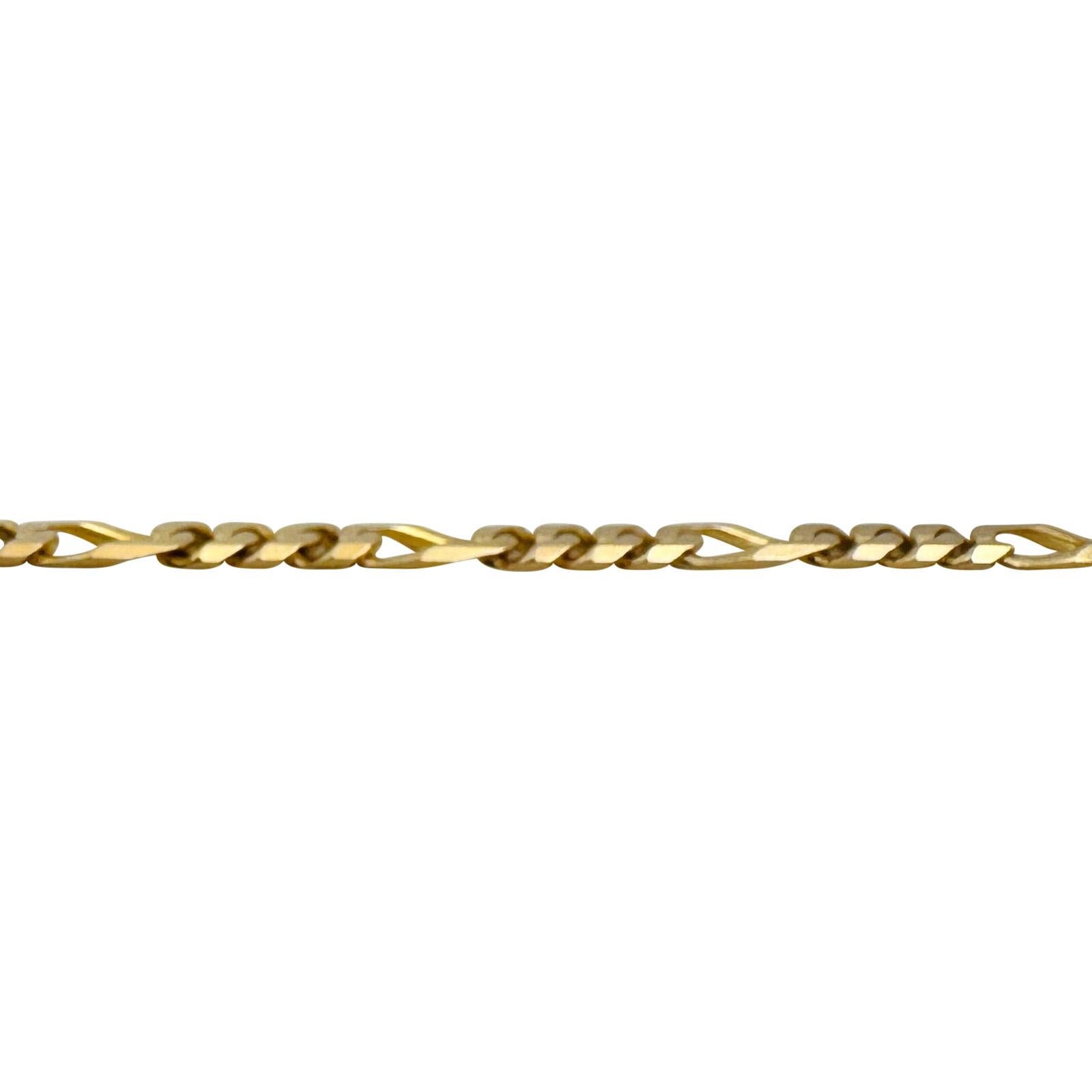 Women's or Men's 14 Karat Yellow Gold Solid Figaro Link Chain Necklace Italy 