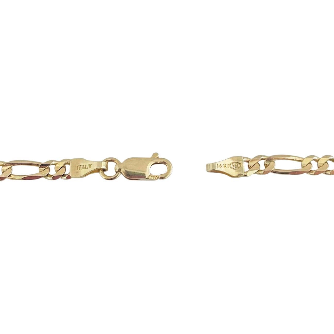 14 Karat Gelbgold Massivgold Figaro Gliederkette Halskette Italien 2
