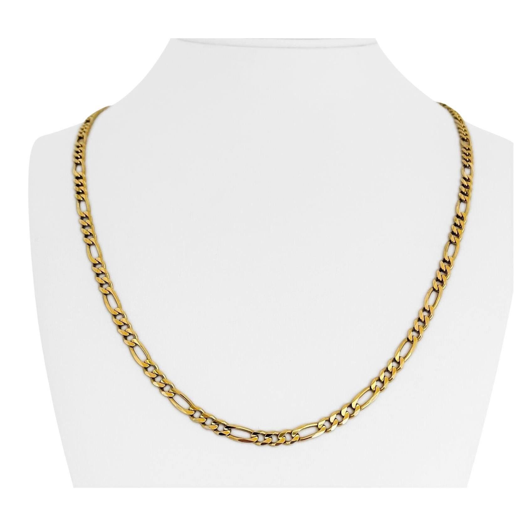 18 Karat Yellow Gold Solid UnoAErre Figaro Link Chain Necklace, Italy