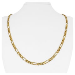 14 Karat Yellow Gold Solid Figaro Link Chain Necklace Italy