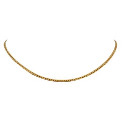 14 Karat Yellow Gold Solid Flat Cobra Link Chain Necklace Italy