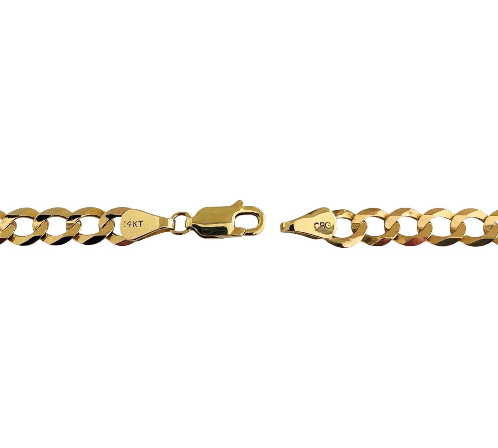 14 Karat Yellow Gold Solid Flat Curb Link Chain Necklace  In Good Condition In Guilford, CT