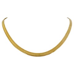 14 Karat Yellow Gold Solid  Flat Fancy Link Chain Necklace Italy 