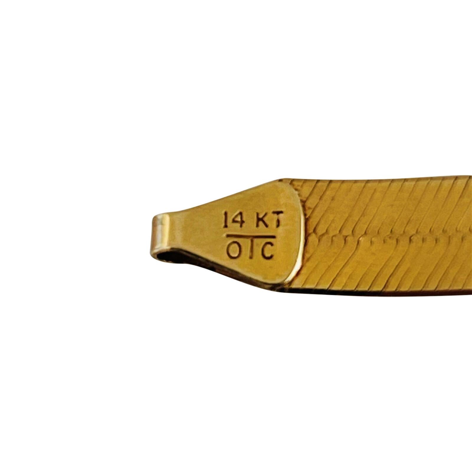 14 Karat Yellow Gold Solid Flat Herringbone Link Chain Necklace Italy  2