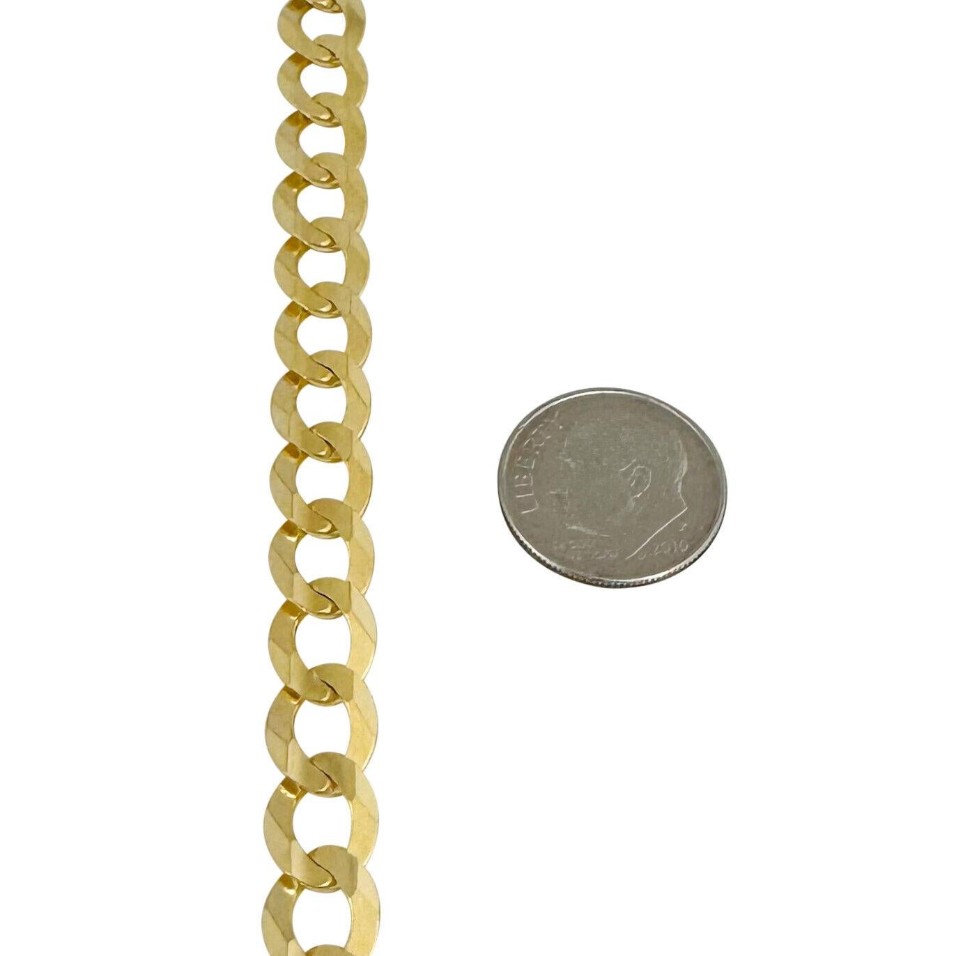 14 Karat Yellow Gold Solid Flat Men's Curb Link Chain Necklace For Sale 2