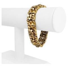 14 Karat Gelbgold Massives, schweres, klobiges Nugget-Gliederarmband