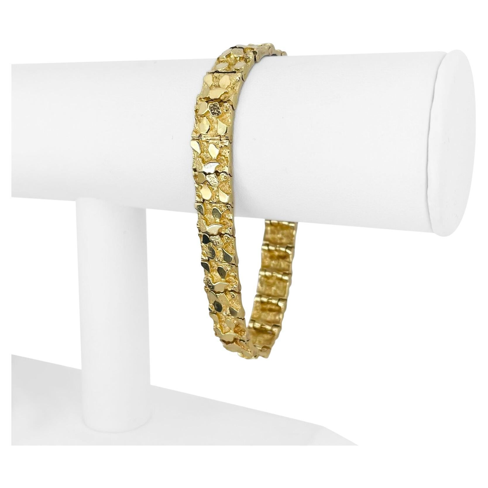 Victorian 15 Karat Genuine Gold Nugget Link Bracelet at 1stDibs