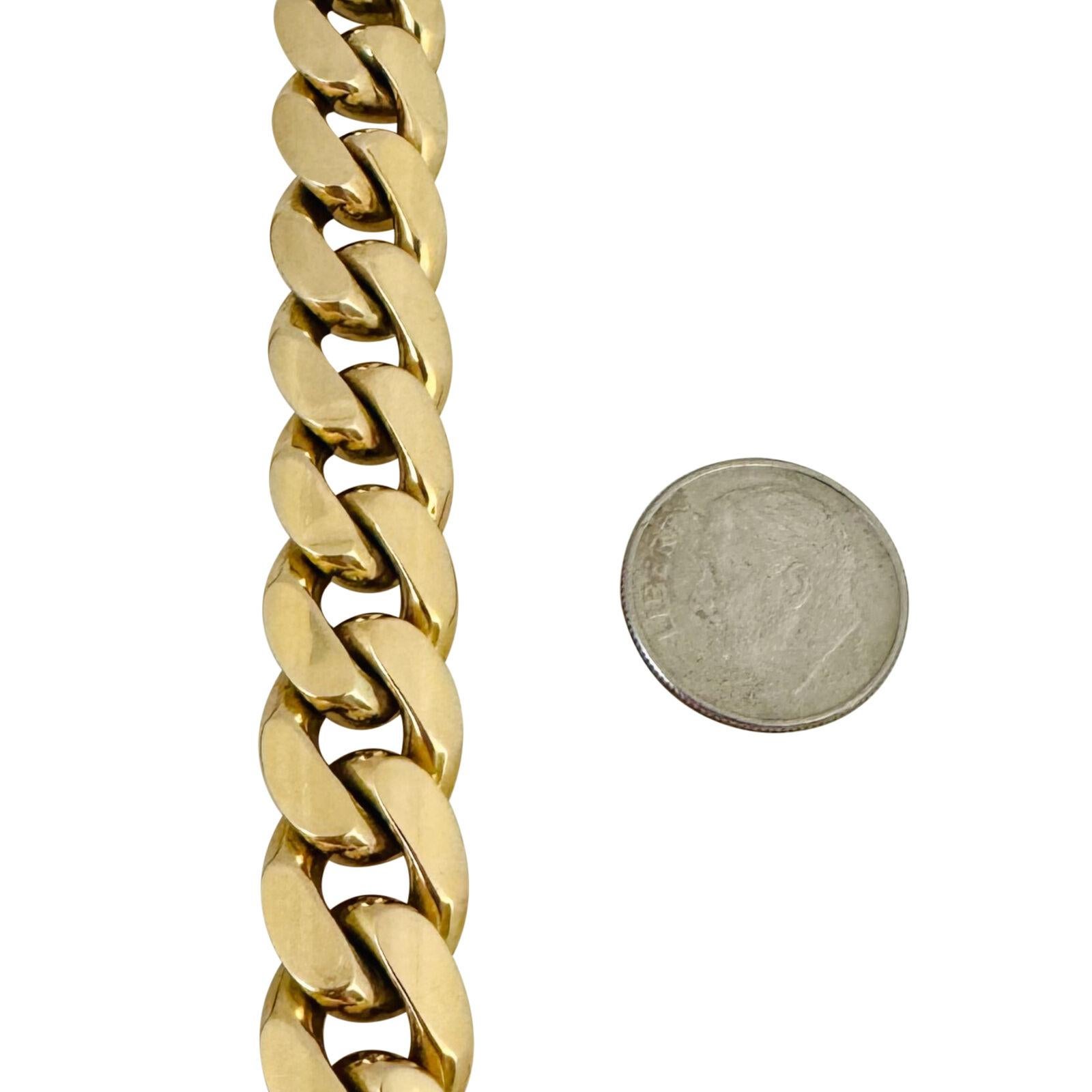 Women's or Men's 14 Karat Yellow Gold Solid Heavy Cuban Curb Link Bracelet 