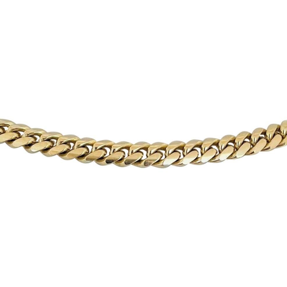 14 Karat Yellow Gold Solid Heavy Cuban Curb Link Chain Necklace Italy In Good Condition In Guilford, CT