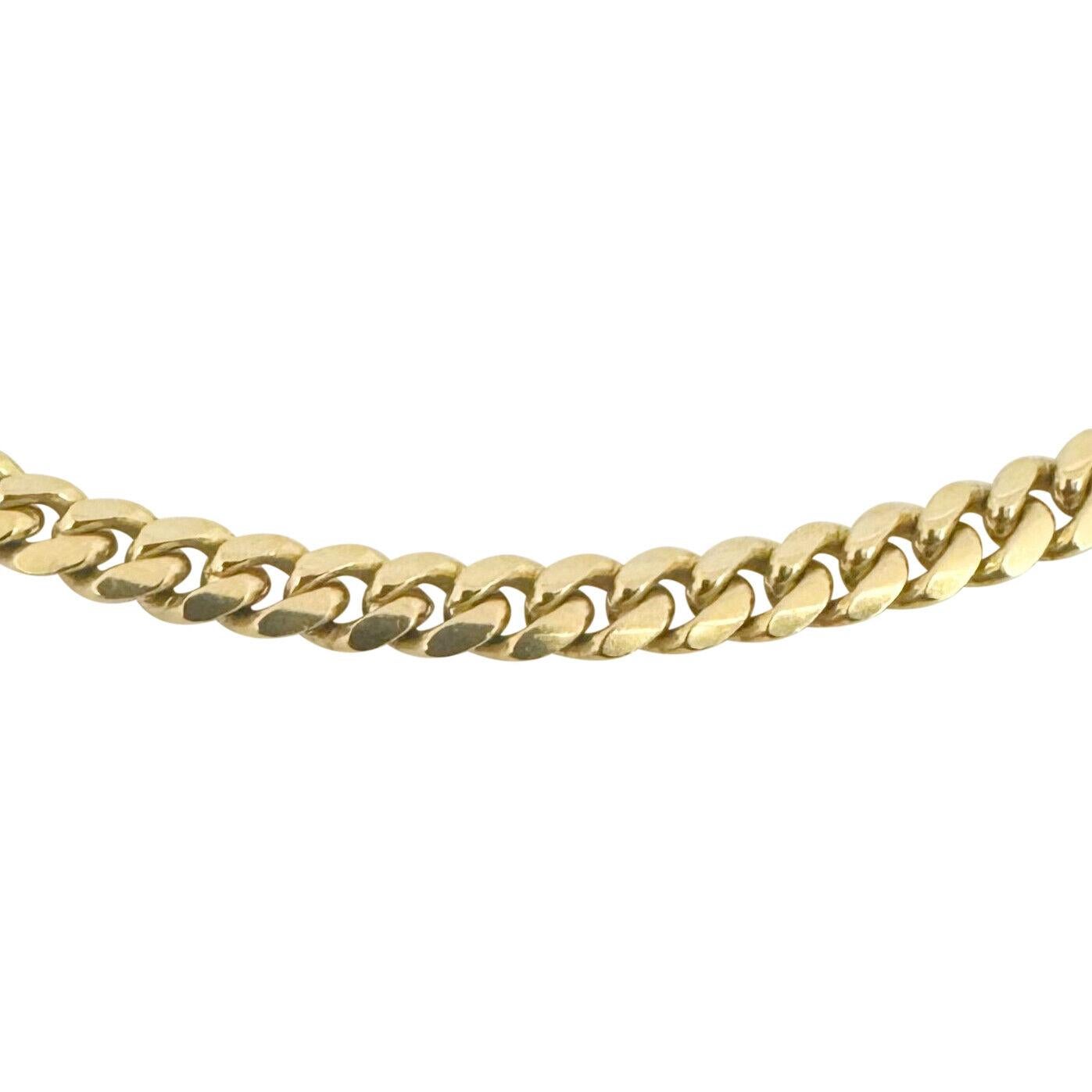 14 Karat Yellow Gold Solid Heavy Cuban Link Chain Necklace  In Good Condition For Sale In Guilford, CT