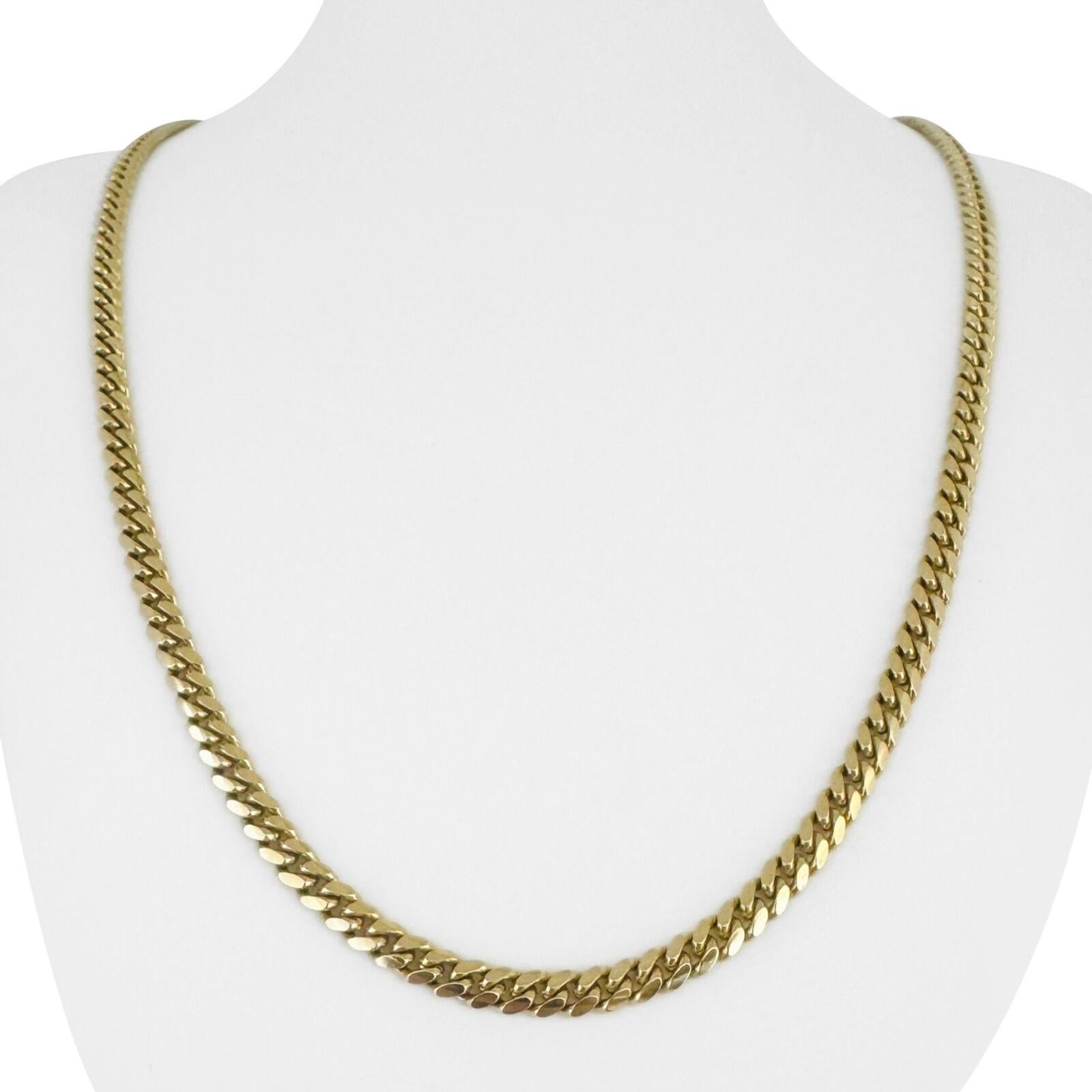 14 Karat Yellow Gold Solid Heavy Cuban Link Chain Necklace  For Sale 4