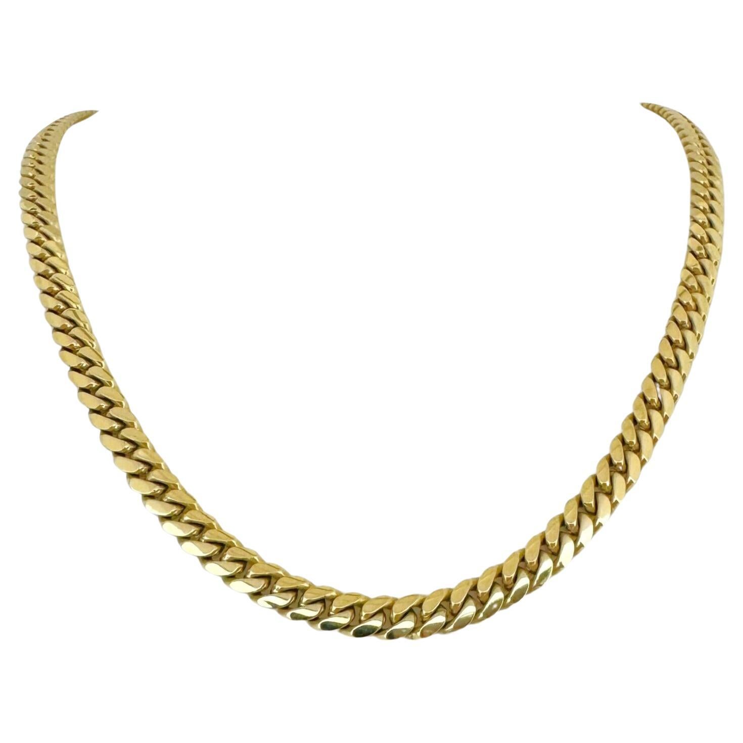 14 Karat Yellow Gold Solid Heavy Cuban Link Chain Necklace 