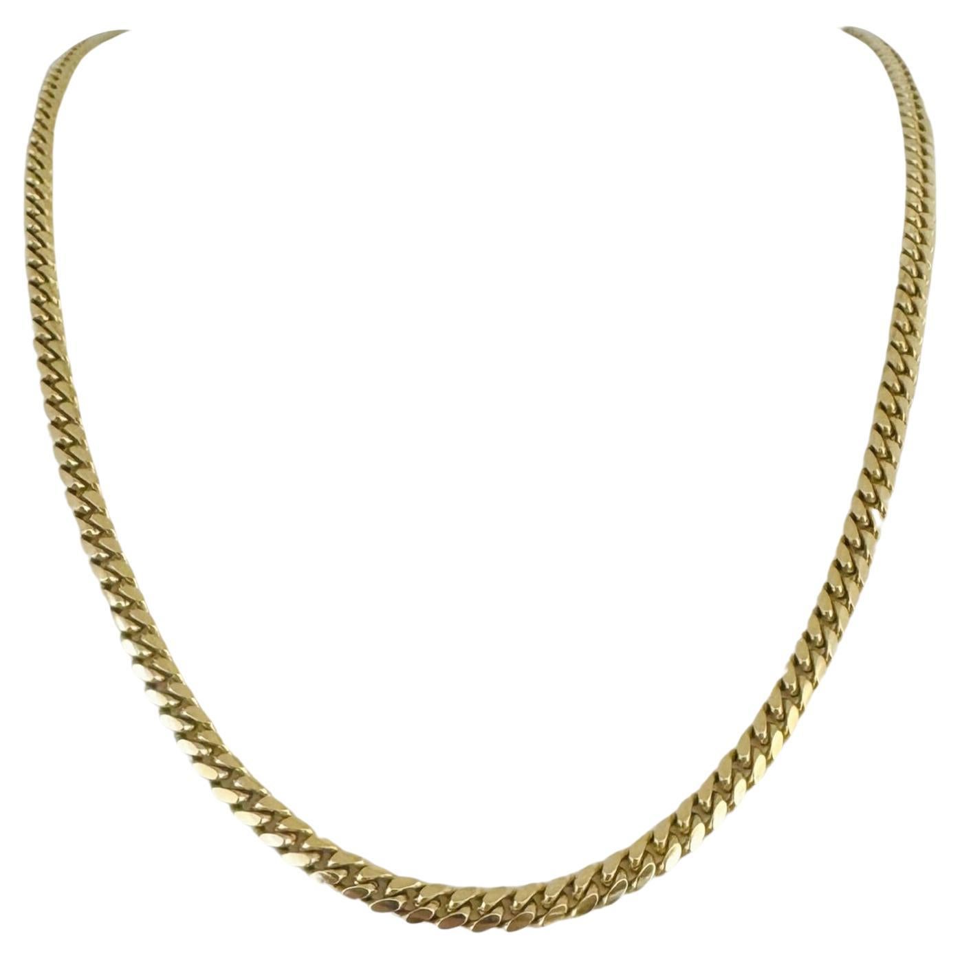 14 Karat Yellow Gold Solid Heavy Cuban Link Chain Necklace  For Sale