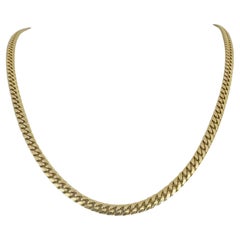 14 Karat Yellow Gold Solid Heavy Cuban Link Chain Necklace