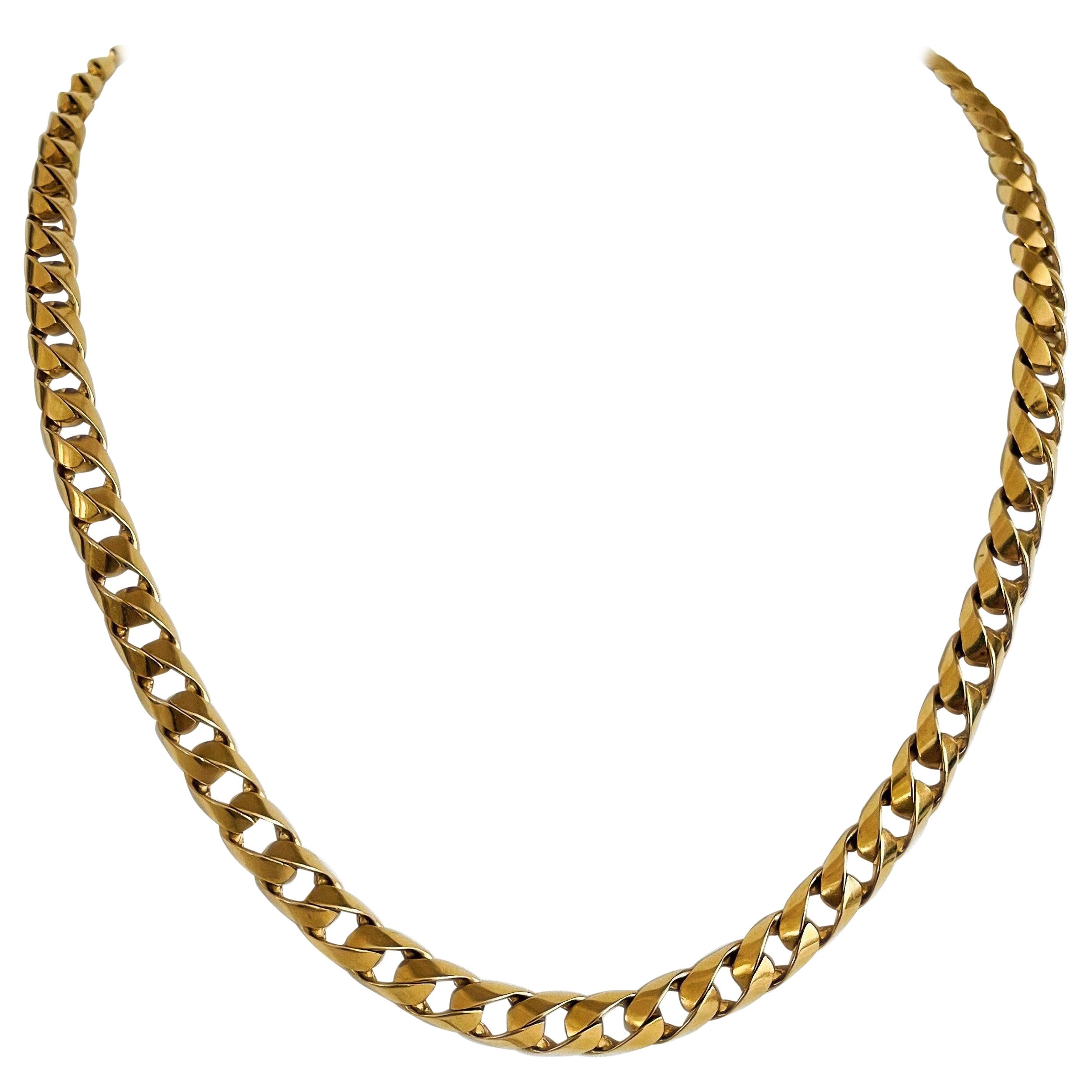 14 Karat Yellow Gold Solid Heavy Curb Link Chain Necklace