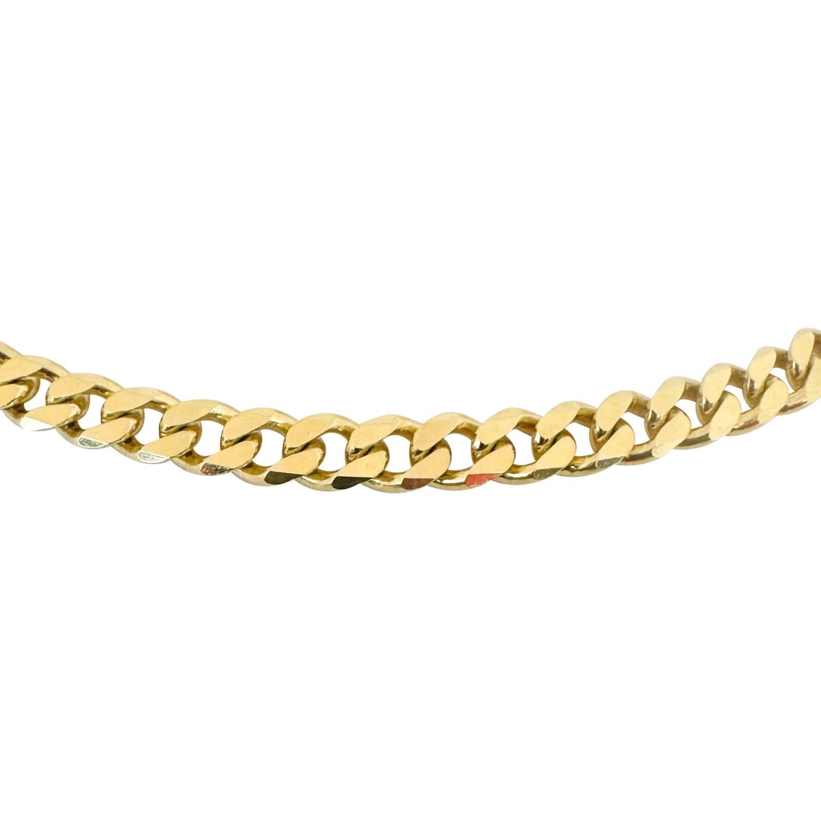 14 Karat Yellow Gold Solid Heavy Curb Link Chain Necklace Italy  In Good Condition In Guilford, CT