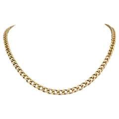 14 Karat Yellow Gold Solid Heavy Curb Link Chain Necklace Italy