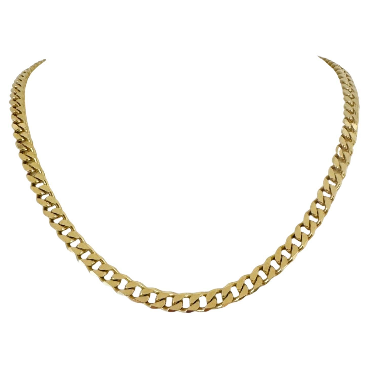 14 Karat Yellow Gold Solid Heavy Curb Link Chain Necklace Italy 