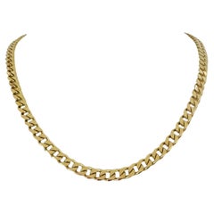 14 Karat Yellow Gold Solid Heavy Curb Link Chain Necklace Italy 