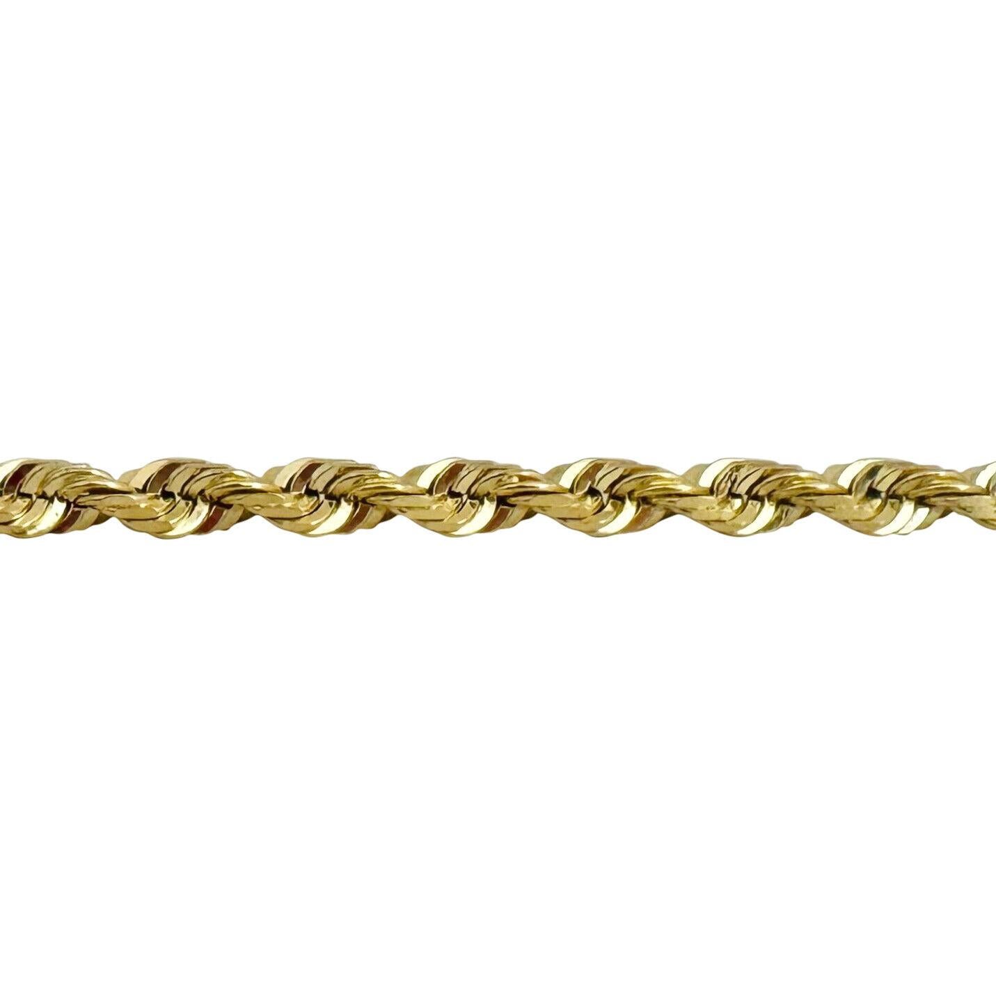 Women's or Men's 14 Karat Yellow Gold Solid Heavy Diamond Cut Rope Chain Necklace 