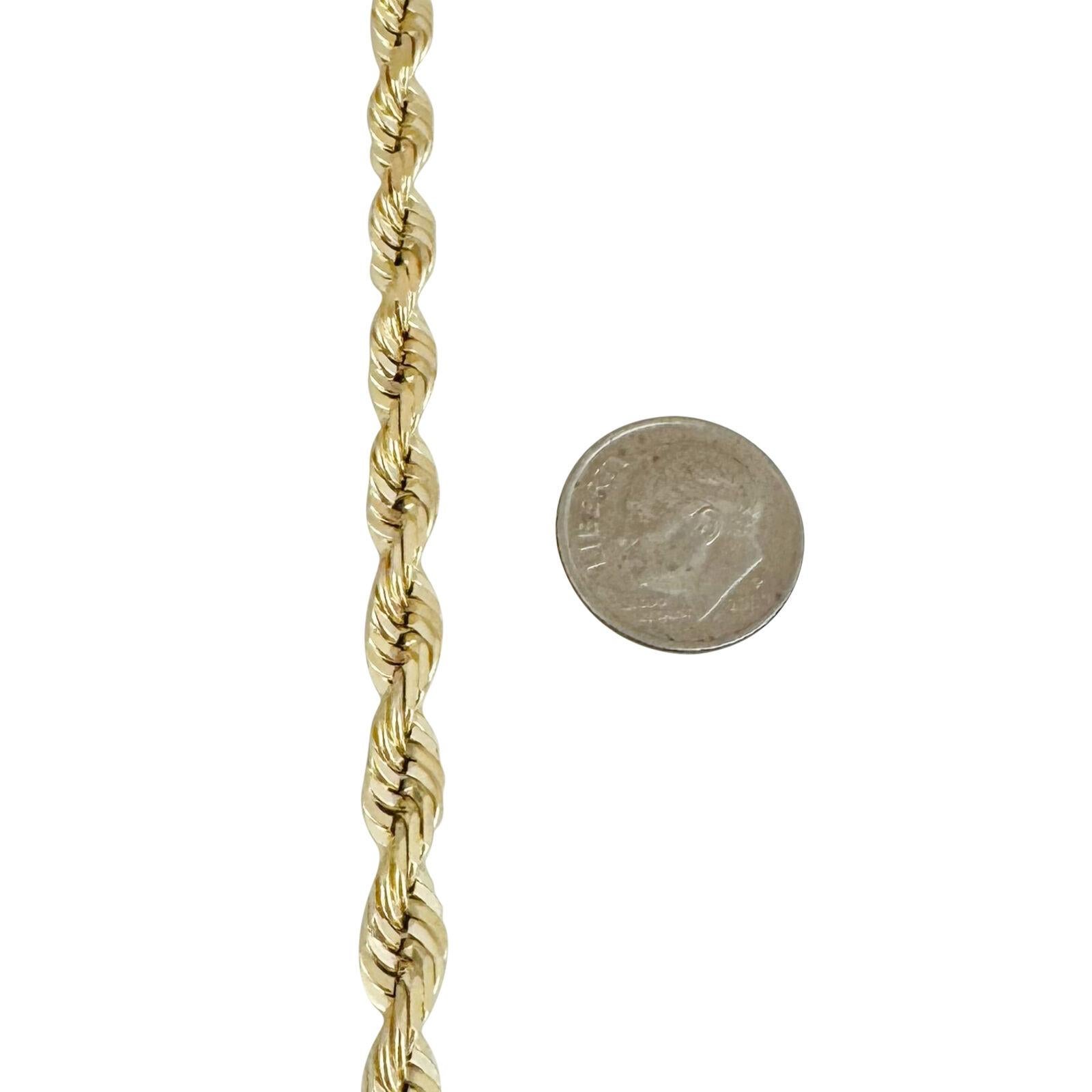 14 Karat Gelbgold Halskette mit massivem, schwerem Diamantschliff und Seil  im Angebot 1
