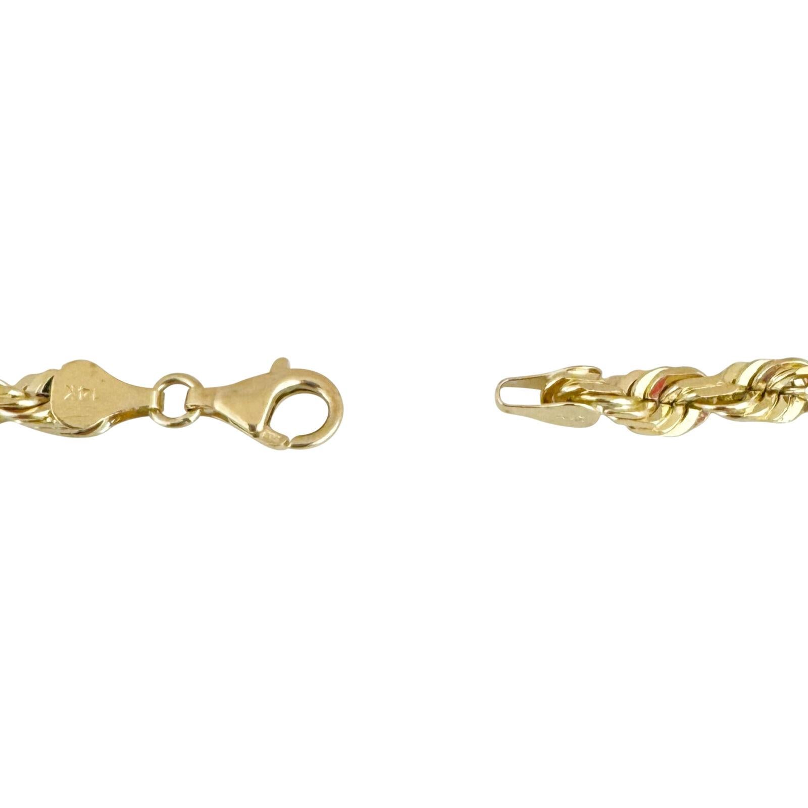 14 Karat Gelbgold Halskette mit massivem, schwerem Diamantschliff und Seil  im Angebot 2