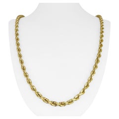 14 Karat Yellow Gold Solid Heavy Diamond Cut Rope Chain Necklace 