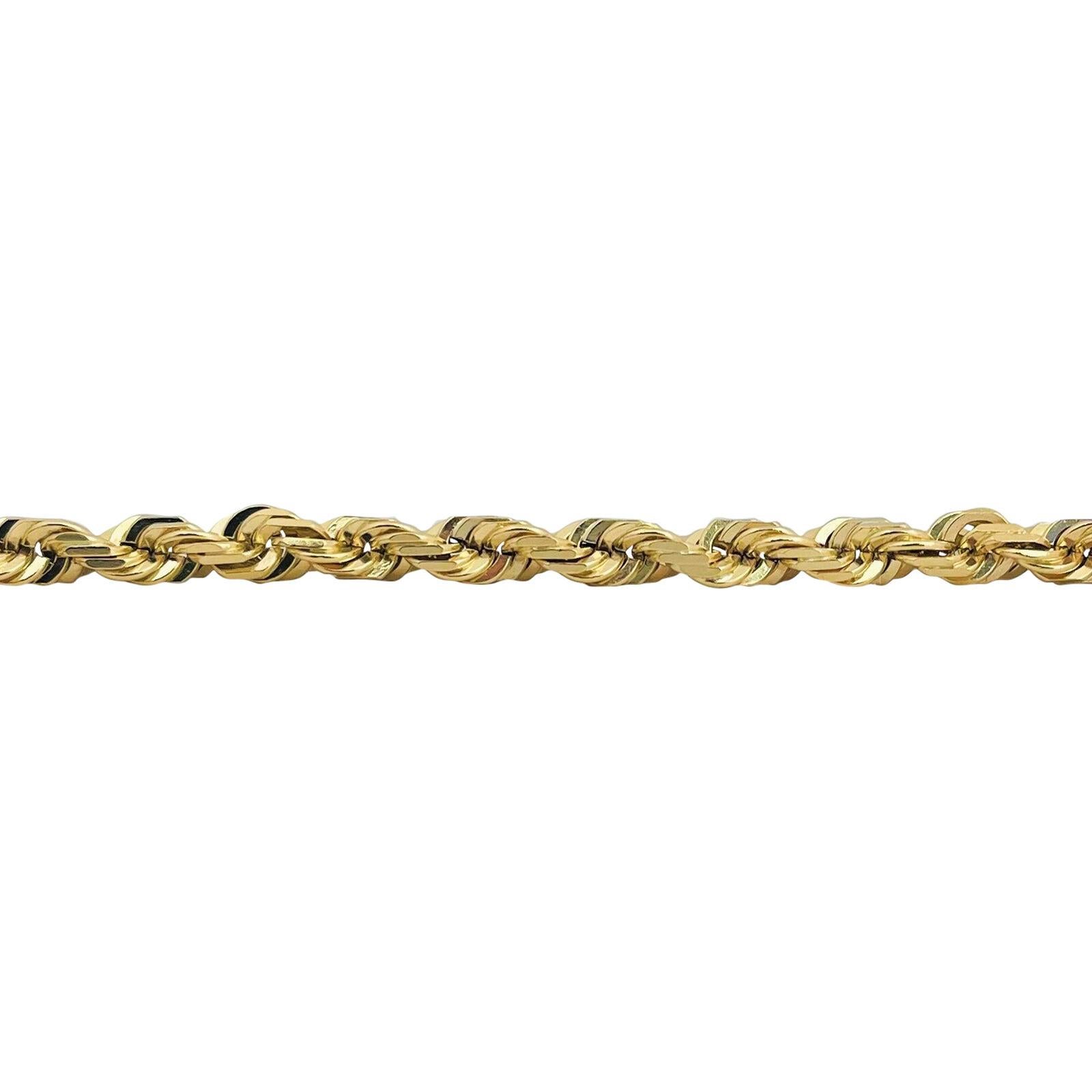 14 Karat Gelbgold Massiv schwere Diamantschliff Seil Kette Halskette Peru für Damen oder Herren