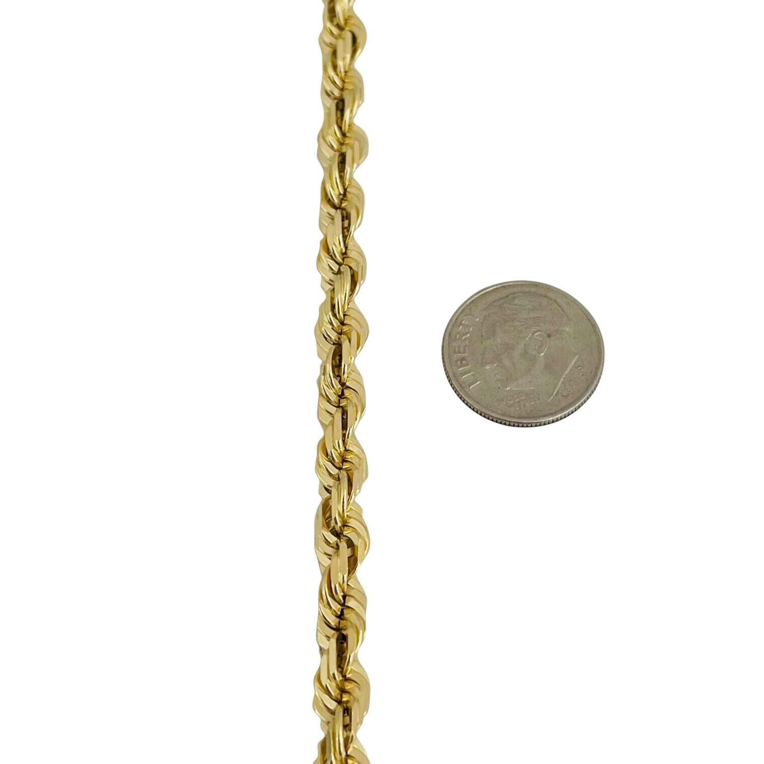 14 Karat Gelbgold Massiv schwere Diamantschliff Seil Kette Halskette Peru 1