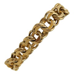14 Karat Yellow Gold Solid Heavy Double Circle Curb Link Bracelet