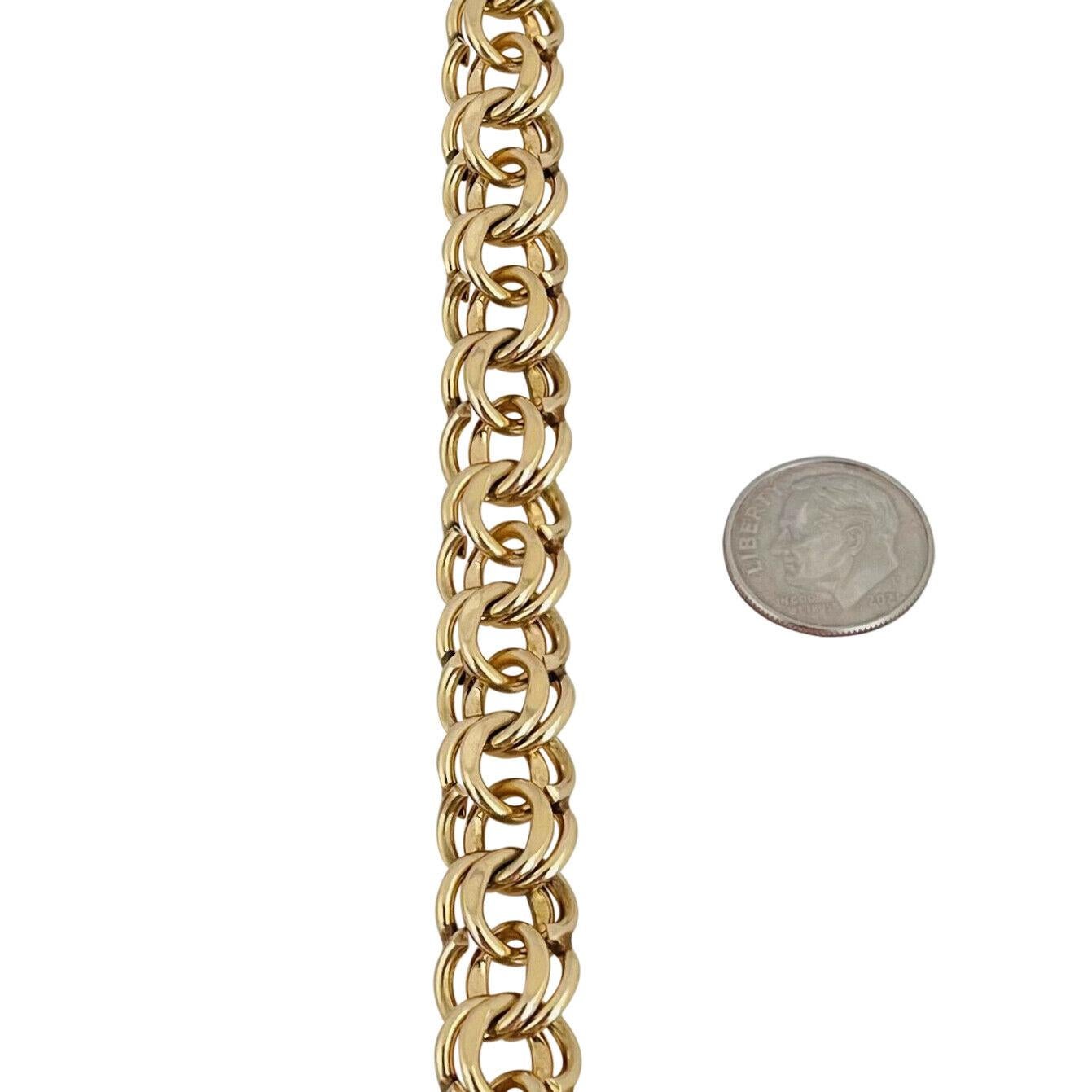 14 Karat Gelbgold massives, schweres, doppelkreisförmiges Gliederarmband für Damen oder Herren