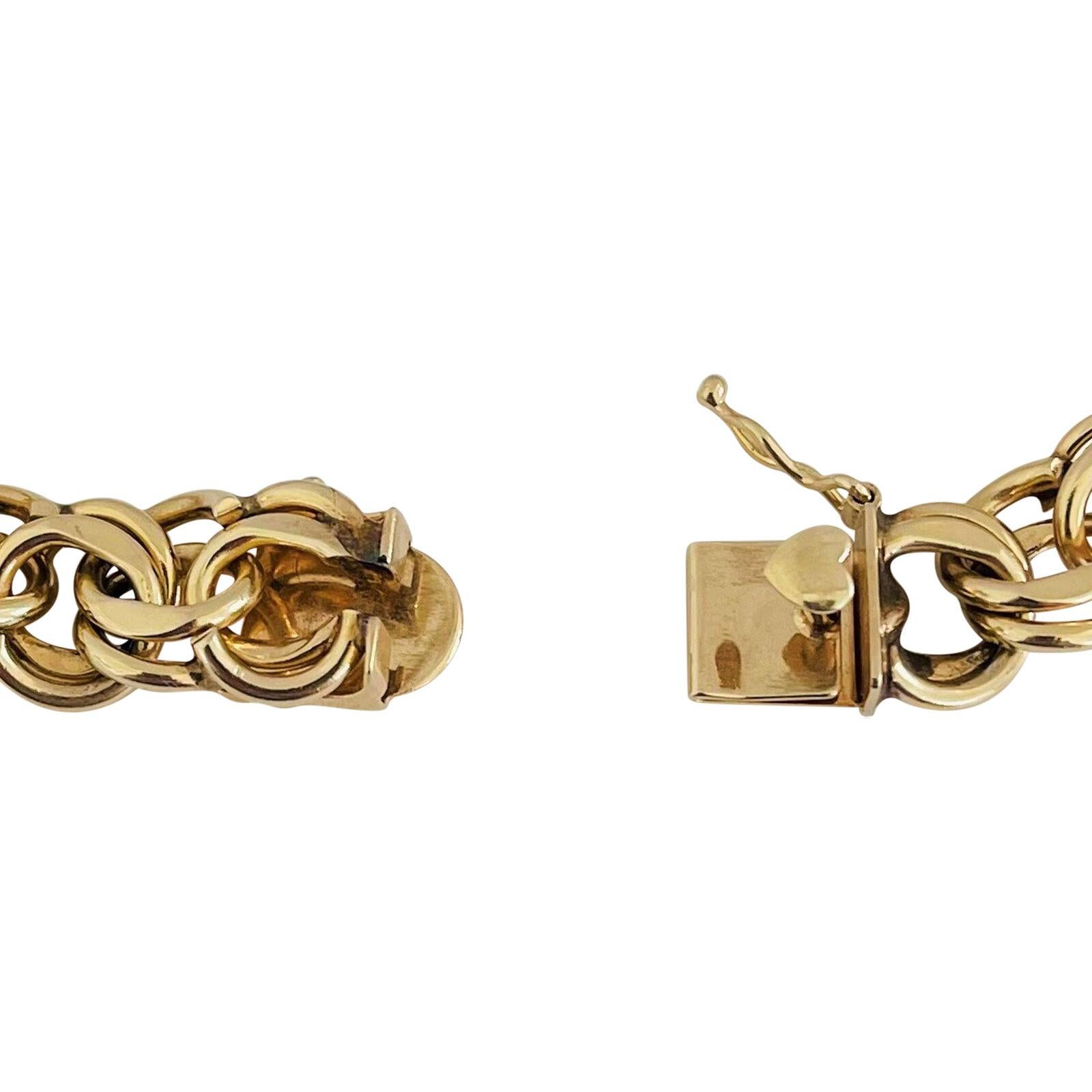 14 Karat Gelbgold massives, schweres, doppelkreisförmiges Gliederarmband 1