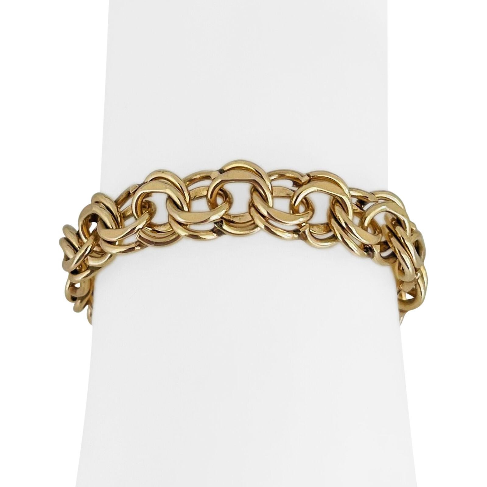 14 Karat Gelbgold massives, schweres, doppelkreisförmiges Gliederarmband 2