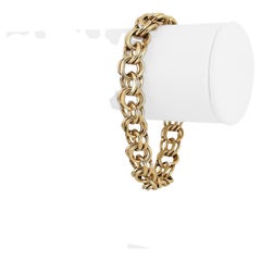 14 Karat Gelbgold massives, schweres, doppelkreisförmiges Gliederarmband