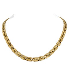 14 Karat Yellow Gold Solid Heavy Fancy Curb Link Chain Necklace, Italy