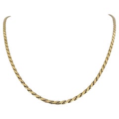 Halskette aus 14 Karat Gelbgold mit massivem, schwerem, abgeflachten Seil, Italien