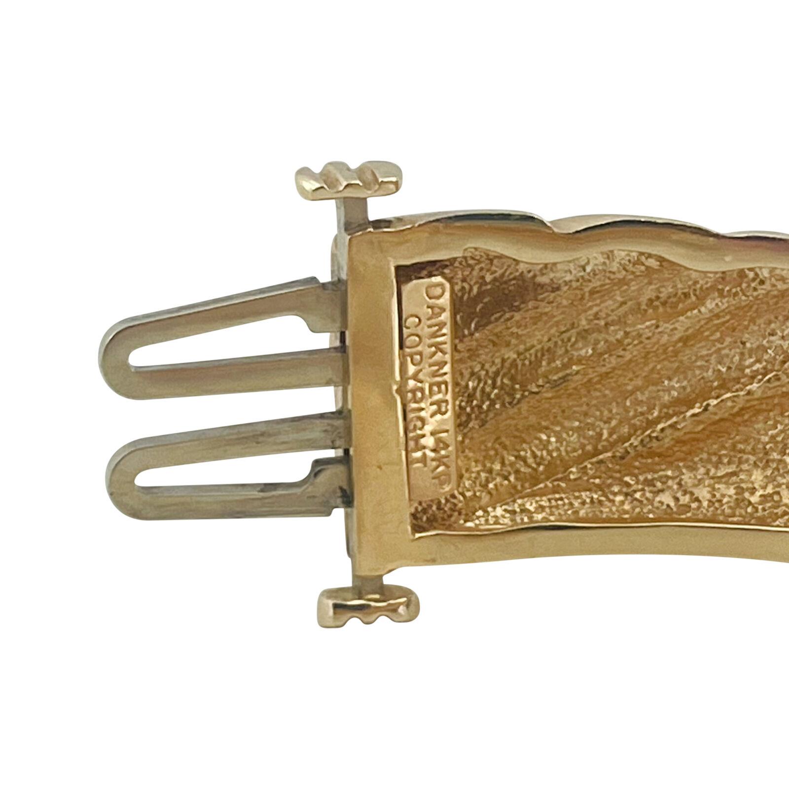 14 Karat Yellow Gold Solid Heavy Graduated Fancy Ribbed Bangle Bracelet  2