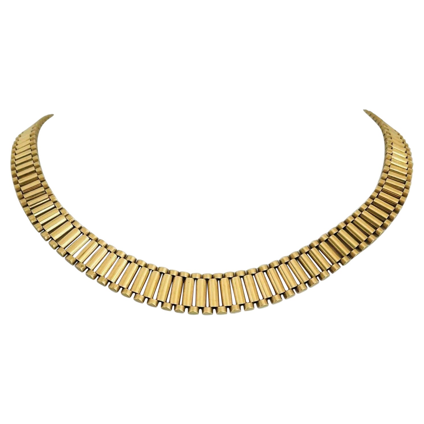 14 Karat Yellow Gold Solid Heavy Graduated Presidential Link Necklace Italy