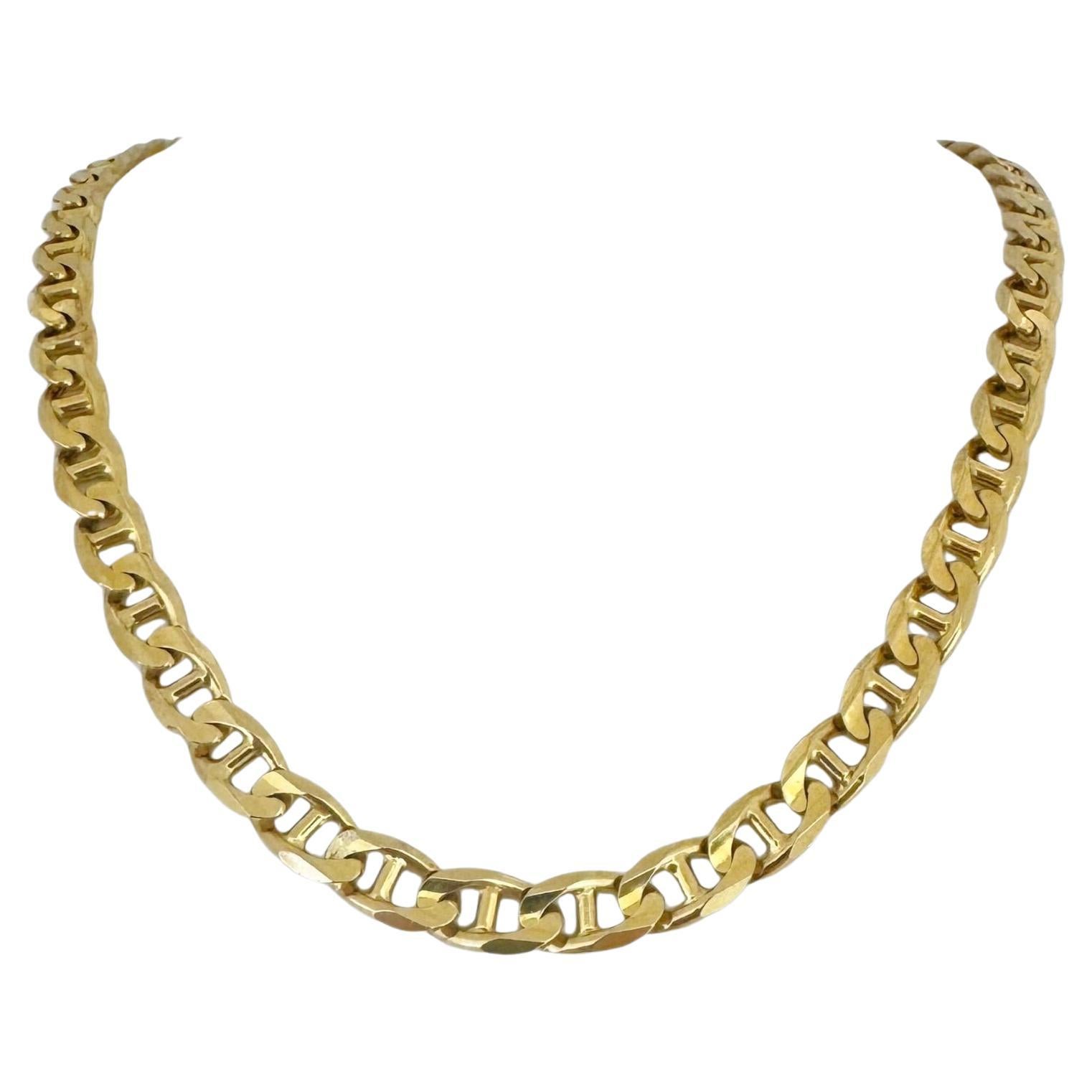 14 Karat Yellow Gold Solid Heavy Gucci Link Chain Necklace Italy 