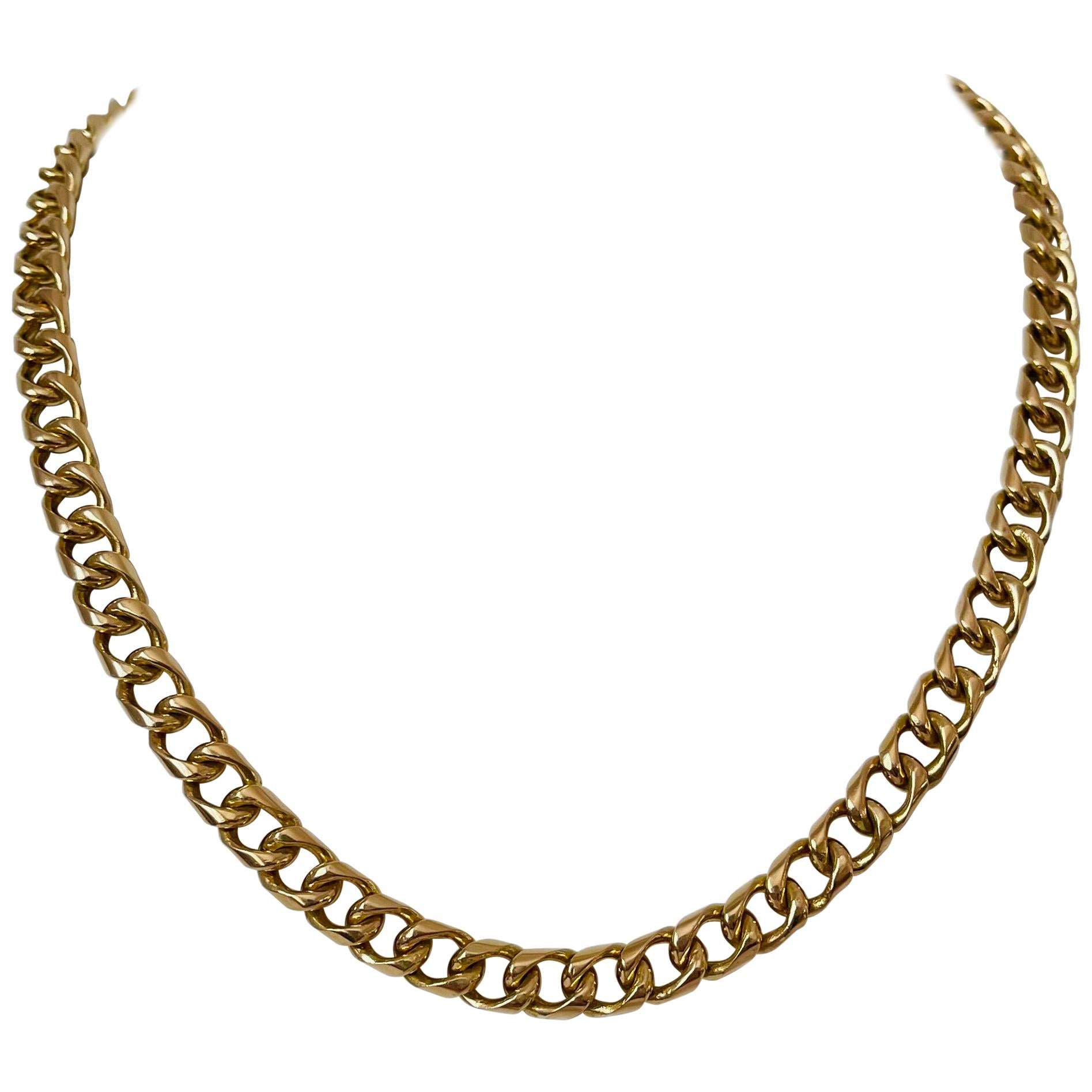 14 Karat Yellow Gold Solid Heavy Ladies Curb Link Chain Necklace