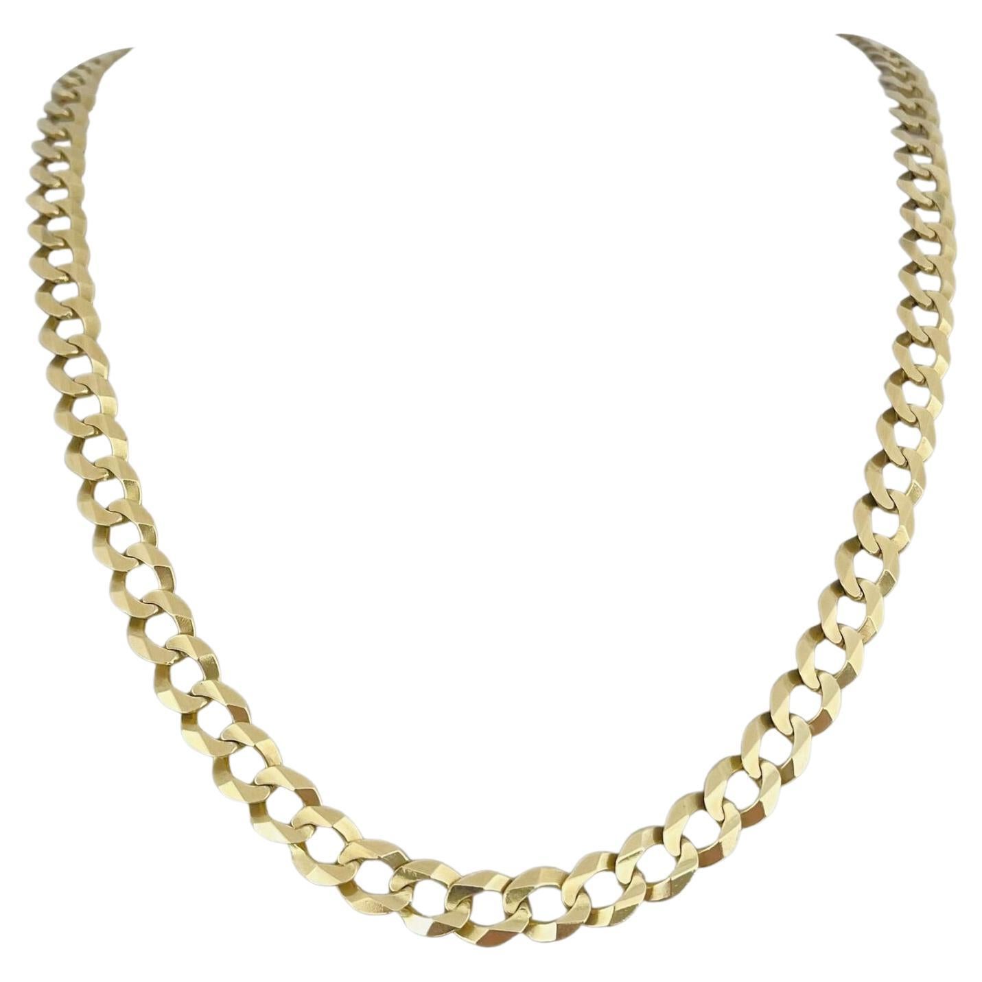 7Tier Curbed Band Link Gold Necklace 14 Karat Vintage For Sale at