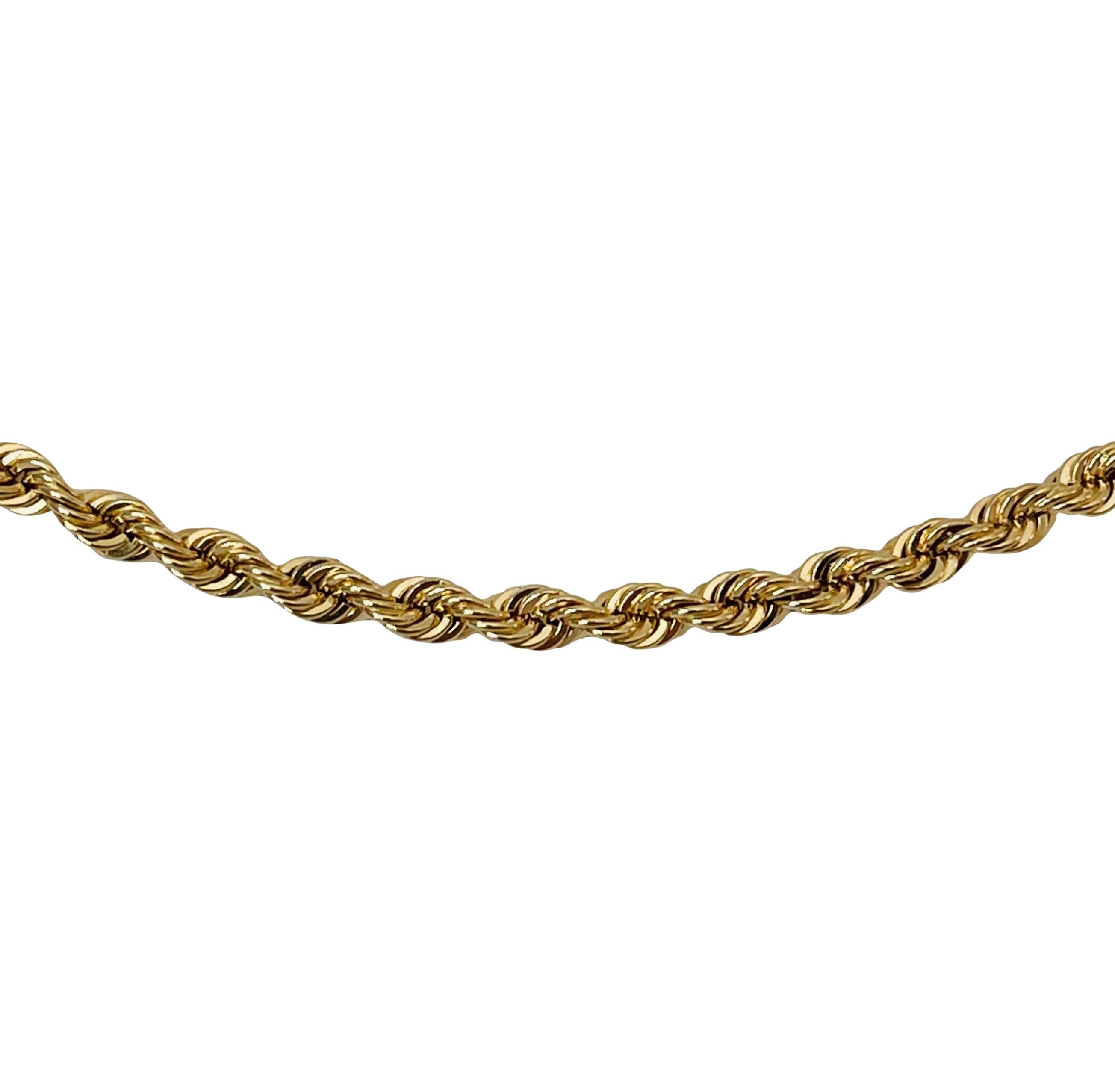 14 Karat Yellow Gold Solid Heavy Long Rope Chain Necklace In Good Condition In Guilford, CT