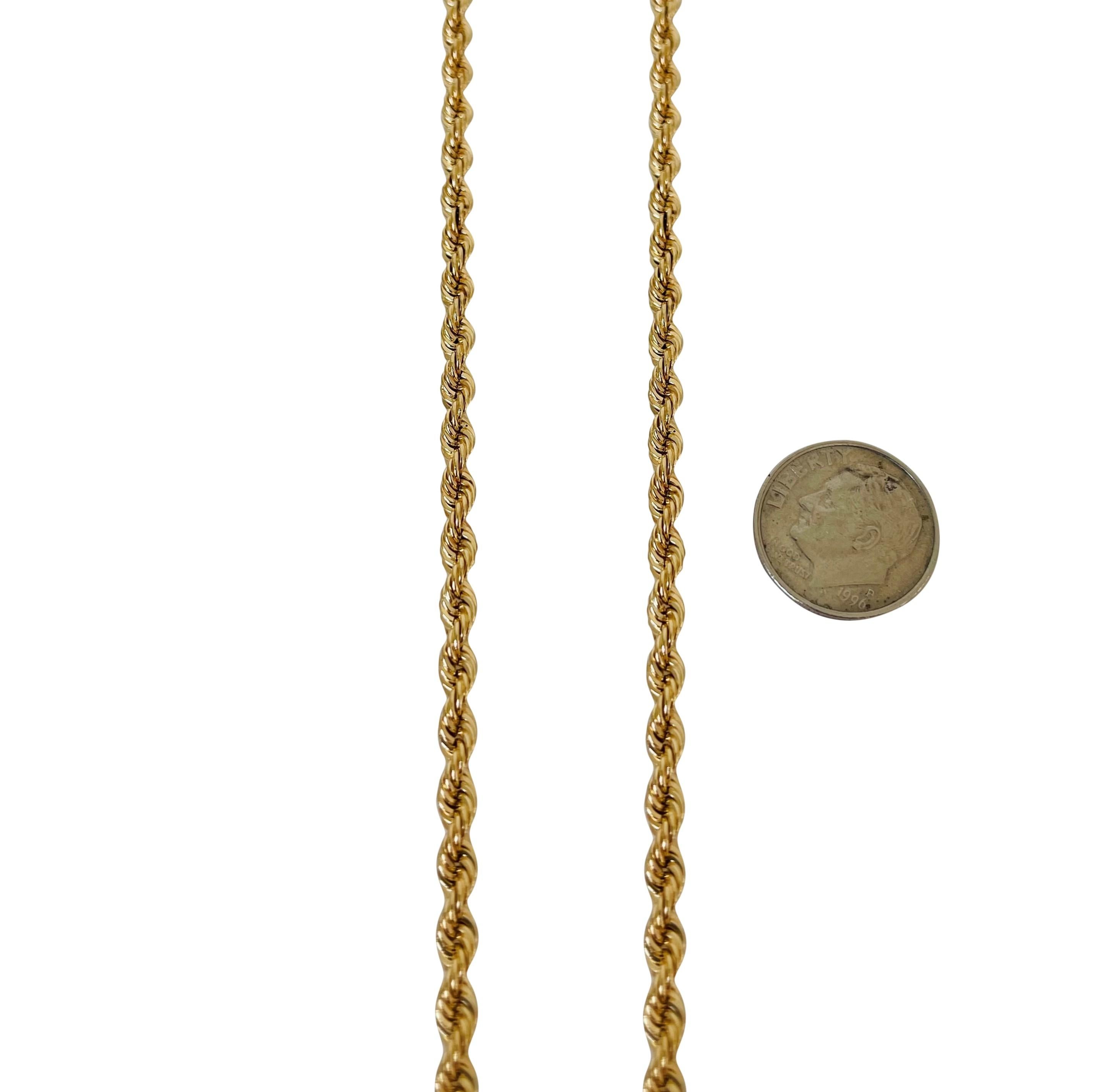 Women's or Men's 14 Karat Yellow Gold Solid Heavy Long Rope Chain Necklace