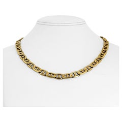 14 Karat Yellow Gold Solid Heavy Mariner Gucci Link Chain Necklace, Italy