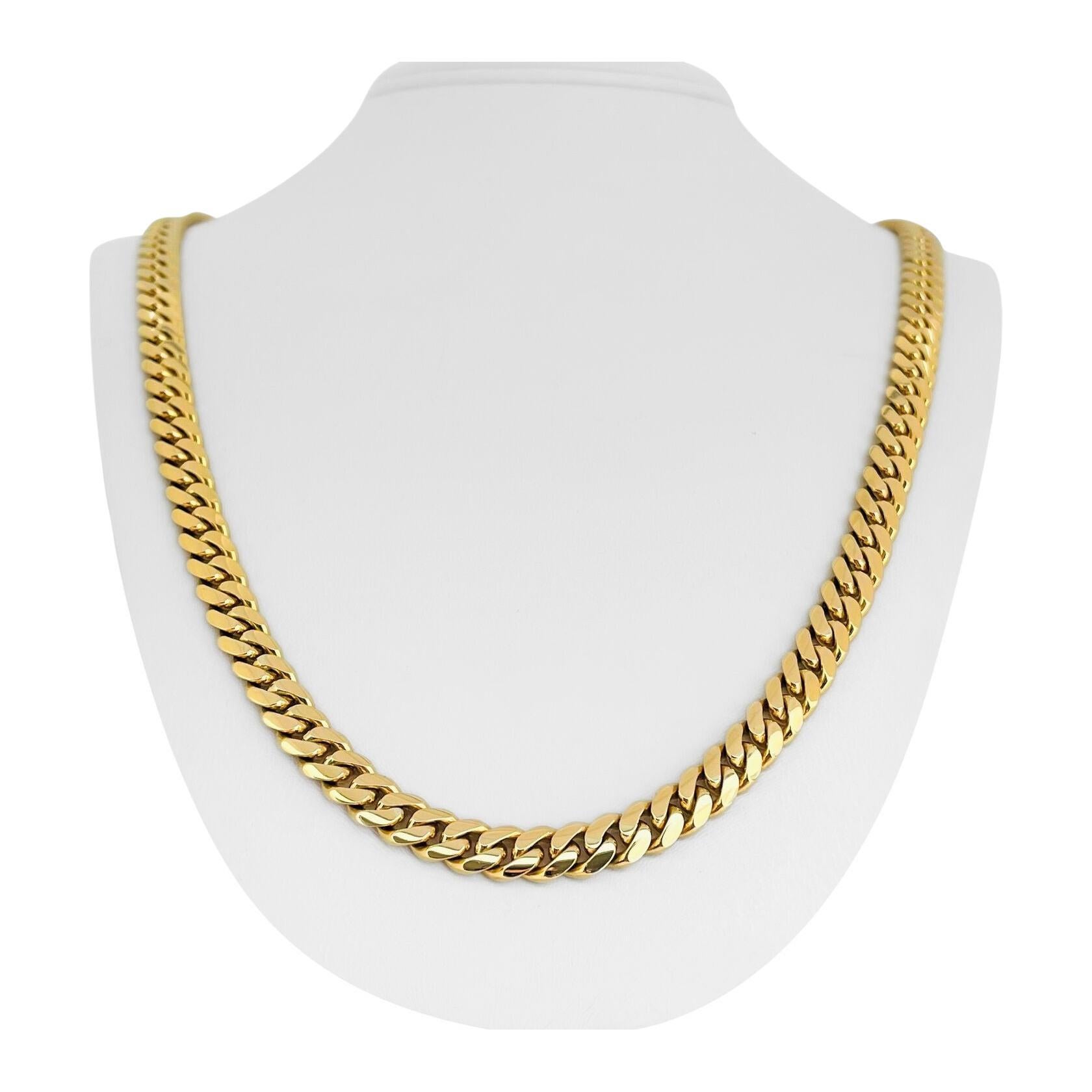 14 Karat Yellow Gold Solid Heavy Men's Cuban Curb Link Chain Necklace