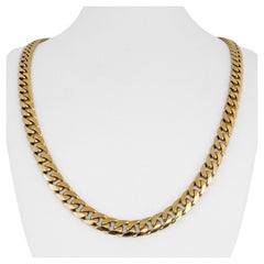 14 Karat Yellow Gold Solid Heavy Men's Cuban Curb Link Chain Necklace