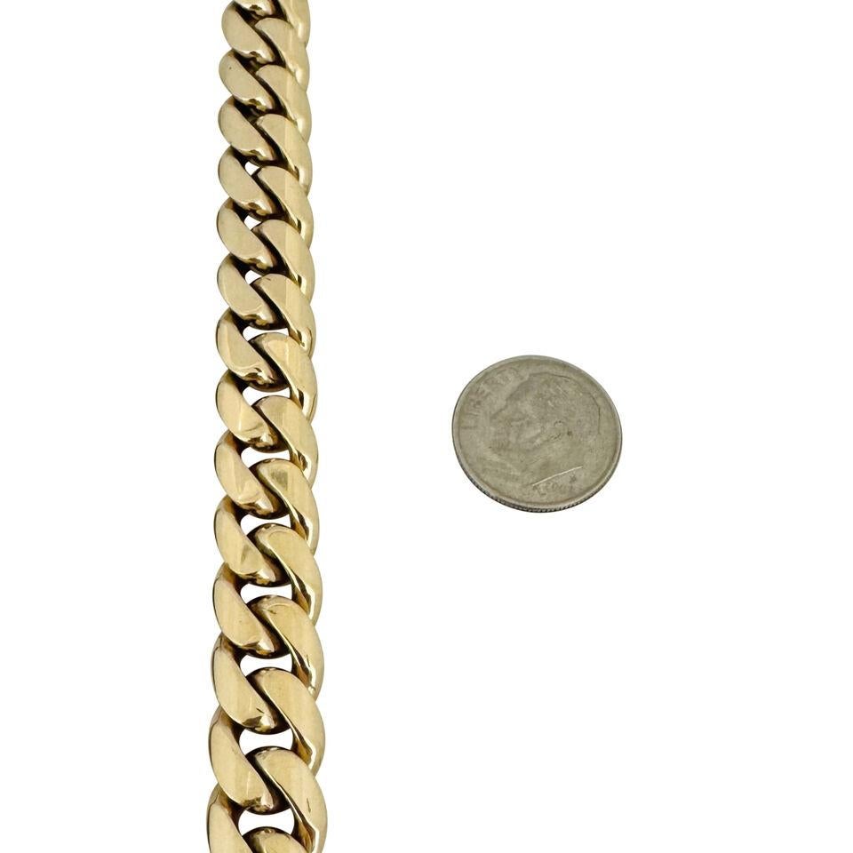 14 Karat Yellow Gold Solid Heavy Men's Cuban Link Bracelet VIP  In Good Condition For Sale In Guilford, CT
